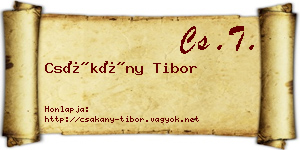Csákány Tibor névjegykártya